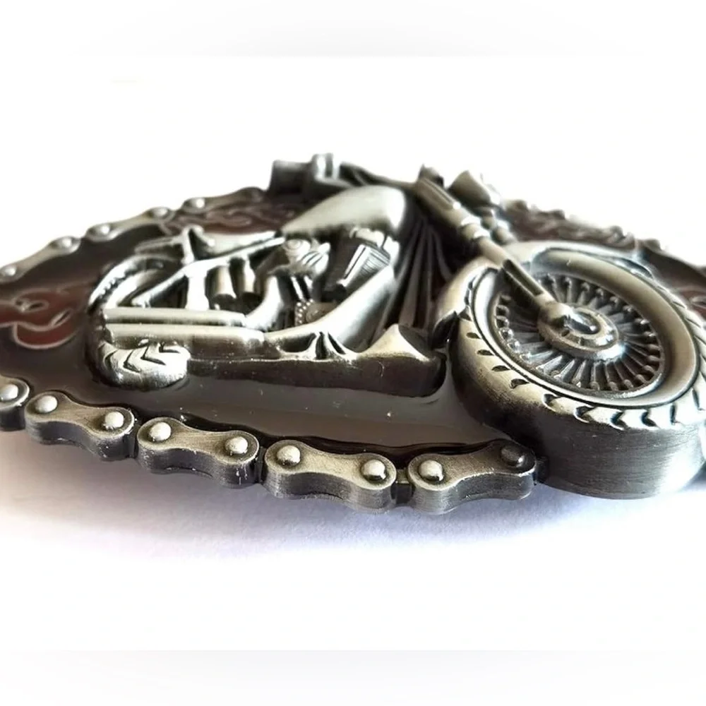Motorcycle Belt Buckle Biker Gift Rustic Gift Box Silver Tone Motorcycle Buckle